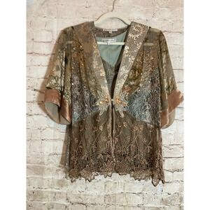 Vintage Spencer Alexis Artsy Top Small Silk Blend 2 Piece Eclectic Romantic